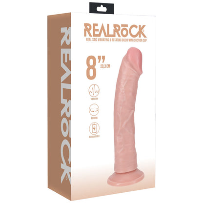 REALROCK 20cm Vibrating + Rotating Cock - Flesh - Flesh 20.3 cm (8) USB Rechargeable Vibrating