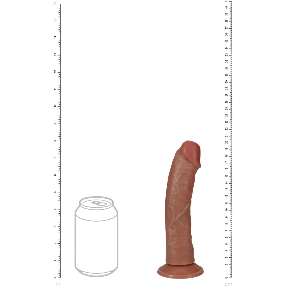 REALROCK 20cm Vibrating + Rotating Cock - Tan - Tan 20.3 cm (8) USB Rechargeable Vibrating and