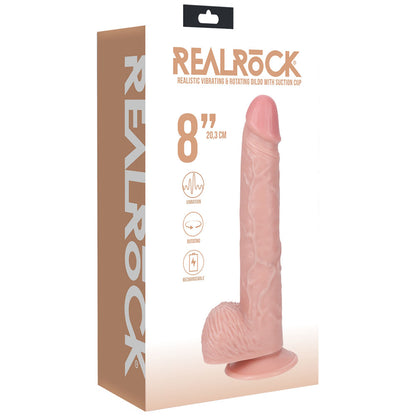 REALROCK 20cm Vibrating + Rotating Cock + Balls - Flesh - Flesh 20.3 cm (8) USB Rechargeable Vi