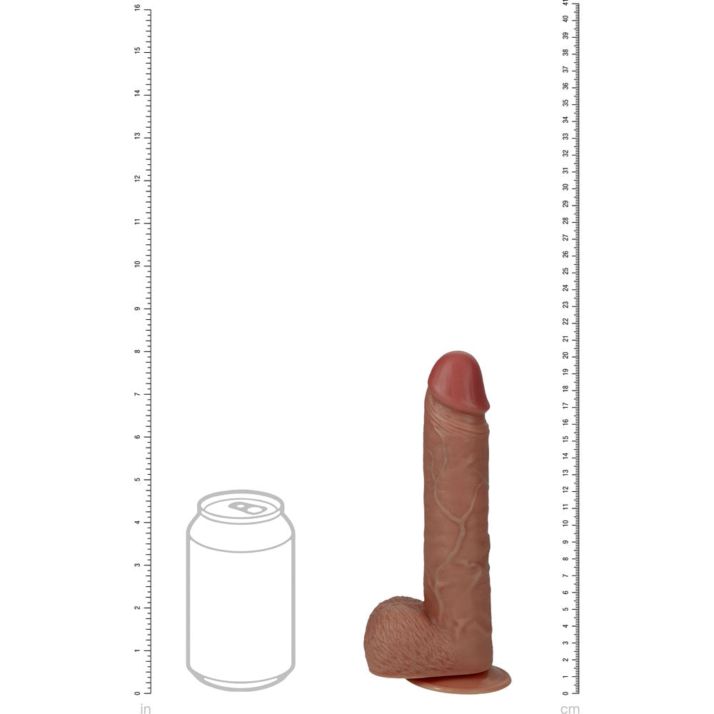 REALROCK 20cm Vibrating + Rotating Cock + Balls - Tan - Tan 20.3 cm (8) USB Rechargeable Vibrat