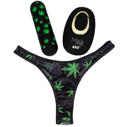 Maia DATE NIGHT 420 PANTY VIBE - L/XL - Black L/XL 420 Panty with Black USB Rechargeable Bullet