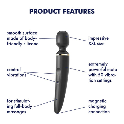 Satisfyer Wand-er Woman - Black USB Rechargeable Massager Wand