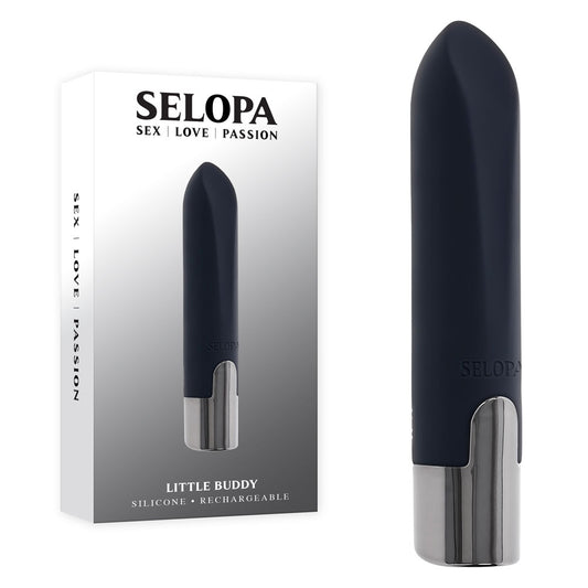 Selopa LITTLE BUDDY - Black 11.1 cm USB Rechargeable Vibrating Bullet