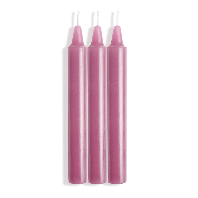 LaCire Drip Pillar Candles - Violet - Violet Drip Candles - Set of 3