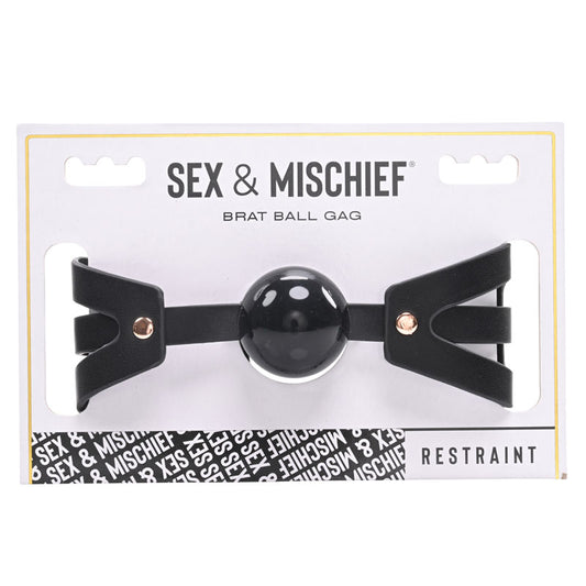 Sex & Mischief Brat Ball Gag - Black/Rose Gold Mouth Restraint