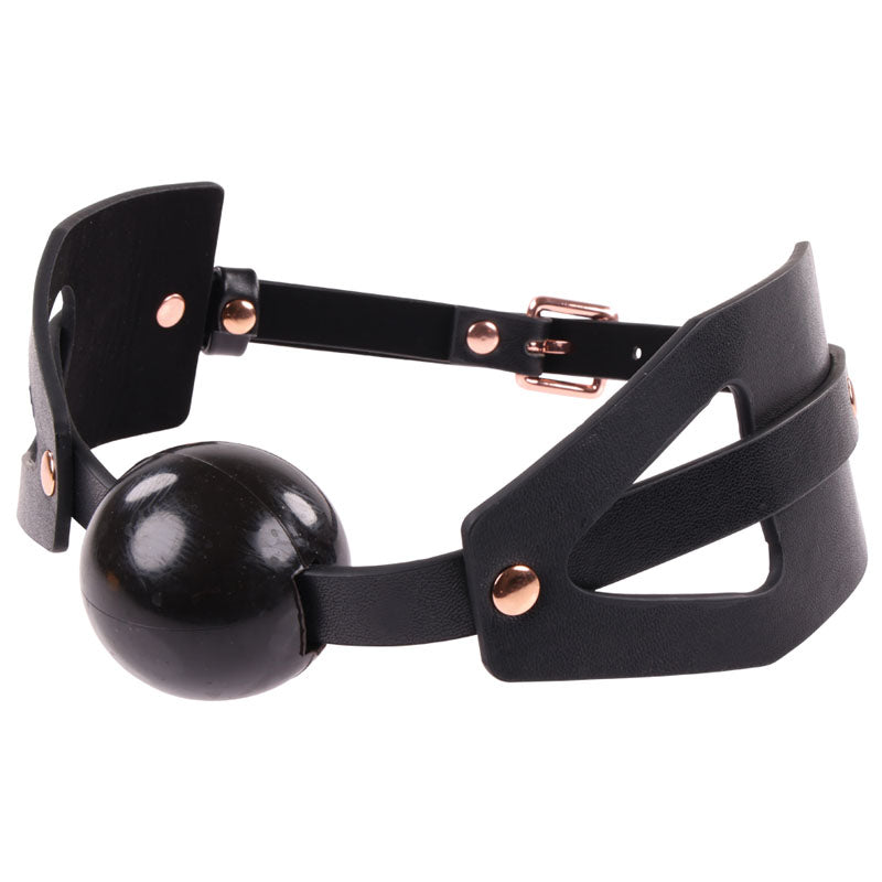 Sex & Mischief Brat Ball Gag - Black/Rose Gold Mouth Restraint