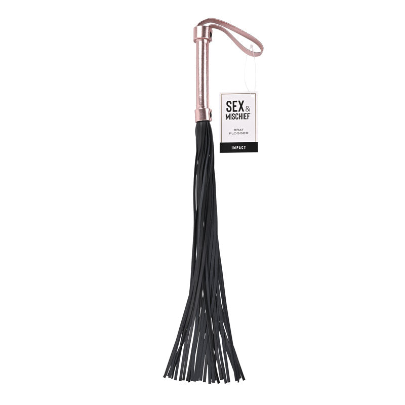 Sex & Mischief Brat Flogger - Rose Gold/Black Flogger