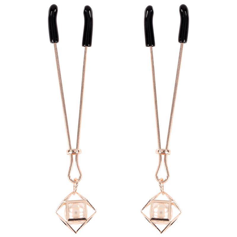 Sex & Mischief Brat Pearl Nipple Clips - Rose Gold - Set of 2