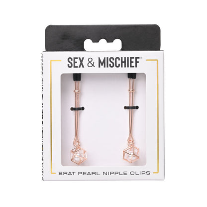 Sex & Mischief Brat Pearl Nipple Clips - Rose Gold - Set of 2