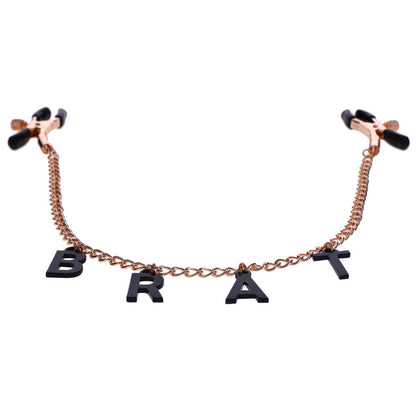 Sex & Mischief Brat Charmed Nipple Clamps - Rose Gold Nipple Clamps with 45 cm Chain