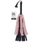 Sex & Mischief Brat Faux Fur Flogger - Black 50 cm Whip with Pink Faux Feather