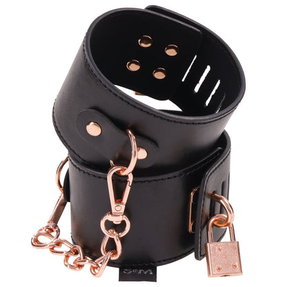 Sex & Mischief Brat Locking Cuffs - Black/Rose Gold Hand Cuffs