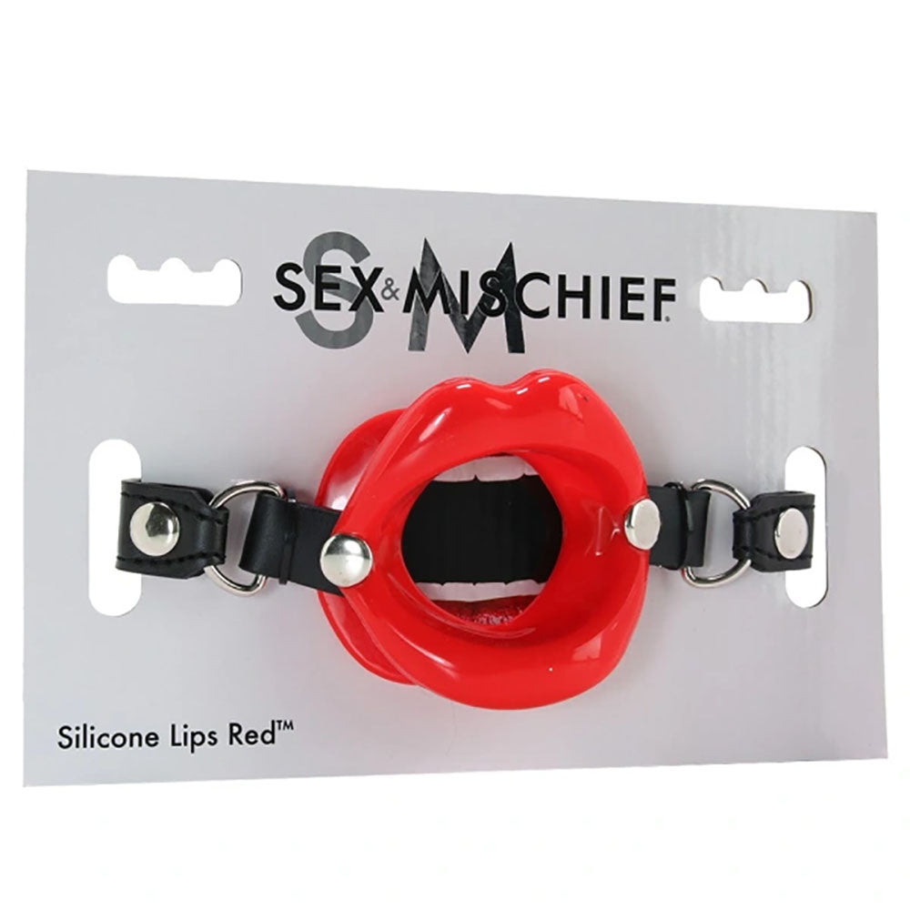 Sex & Mischief Silicone Lips Mouth Gag - Red - Red Mouth Restraint