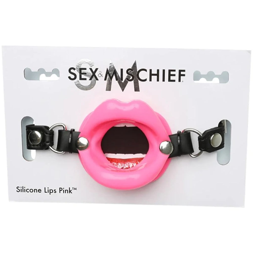 Sex & Mischief Silicone Lips Mouth Gag - Pink - Pink Mouth Restraint