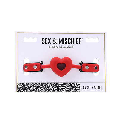 Sex & Mischief Amor Ball Gag - Red/Black Mouth Restraint