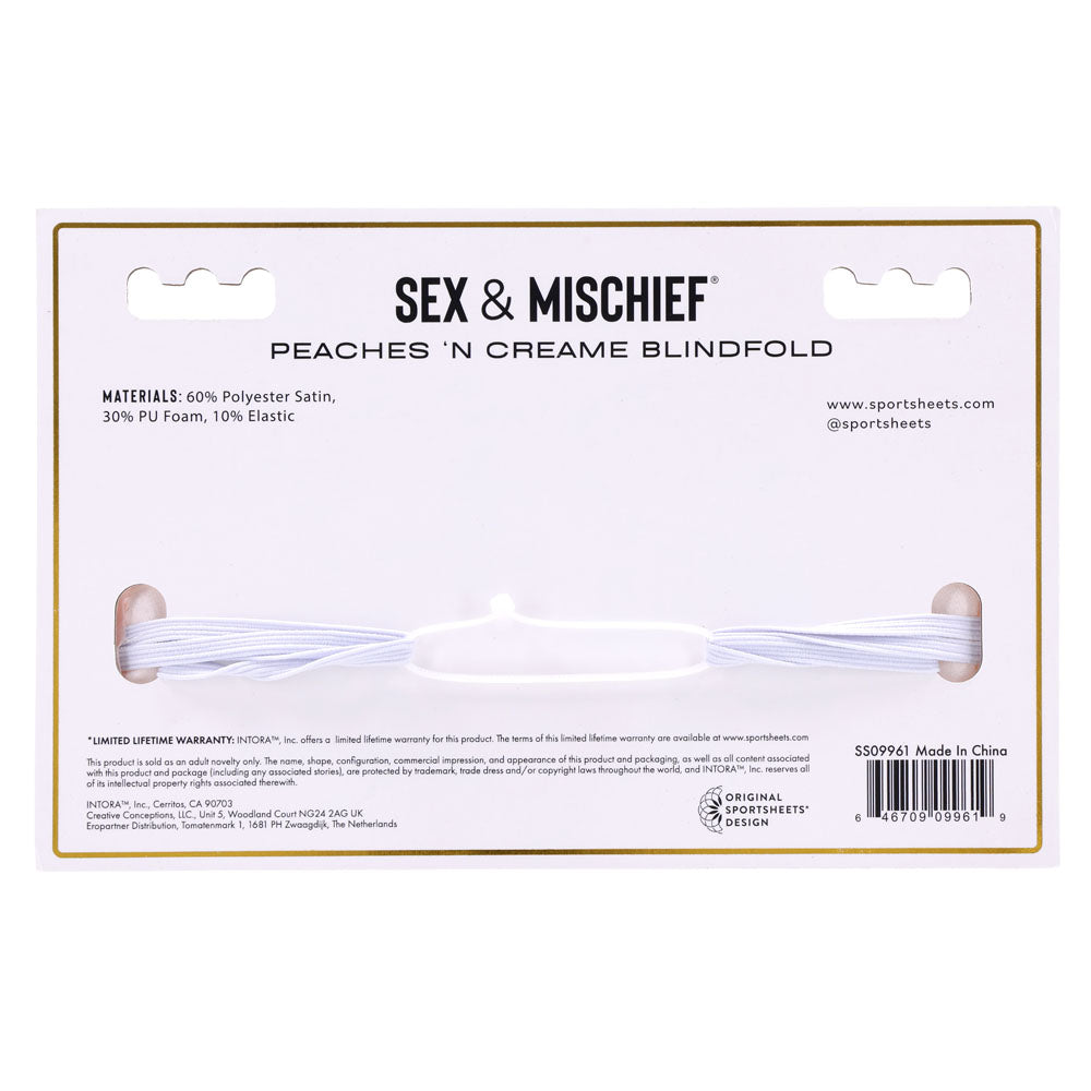 Sex & Mischief Peaches n CreaMe Blindfold - Peach Eyemask