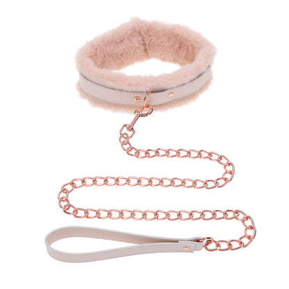 Sex & Mischief Peaches n CreaMe Fur Collar & Leash - Peach Restraint