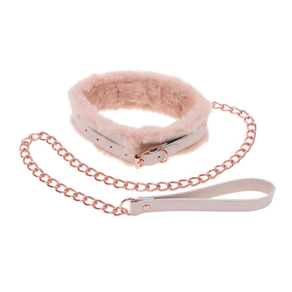 Sex & Mischief Peaches n CreaMe Fur Collar & Leash - Peach Restraint