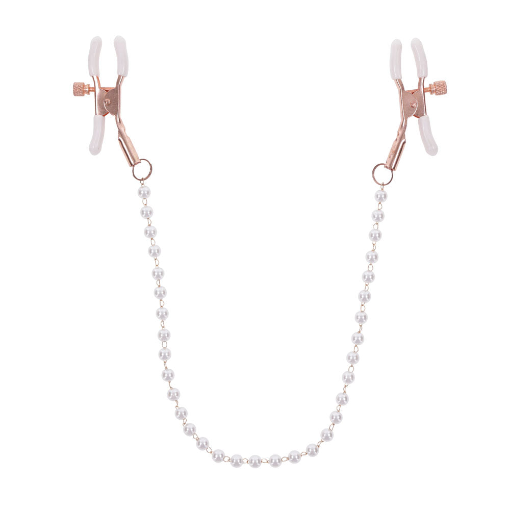 Sex & Mischief Peaches n CreaMe Pearl Nipple Clamps - Peach Nipple Restraints