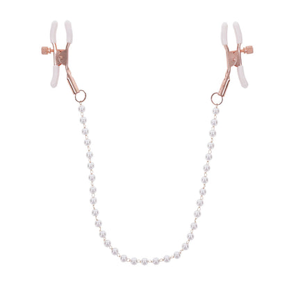 Sex & Mischief Peaches n CreaMe Pearl Nipple Clamps - Peach Nipple Restraints