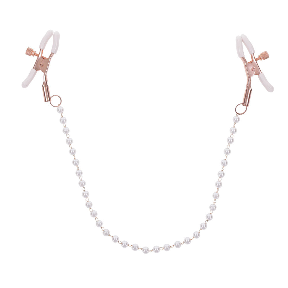 Sex & Mischief Peaches n CreaMe Pearl Nipple Clamps - Peach Nipple Restraints