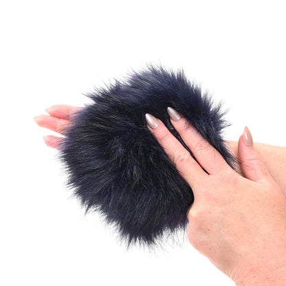 Sex & Mischief Cougar Spiked Sensory Glove - Navy Blue Furry Glove with Metal Spikes