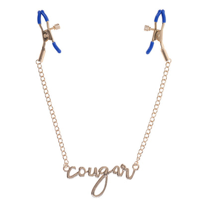 Sex & Mischief Cougar Nipple Clamps - Gold Nipple Clamps with 33 cm Chain