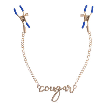 Sex & Mischief Cougar Nipple Clamps - Gold Nipple Clamps with 33 cm Chain