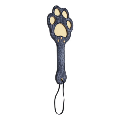 Sex & Mischief Cougar Paw Paddle - Navy Blue/Gold Spanking Paddle