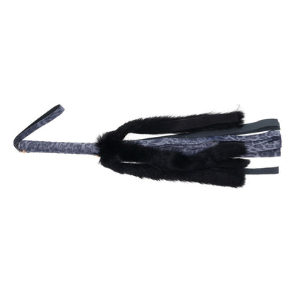 Sex & Mischief Cougar Faux Fur Flogger - Navy Blue/Black Furry Flogger Whip