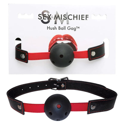 Sex & Mischief Hush Ball Gag - Black/Red Mouth Restraint