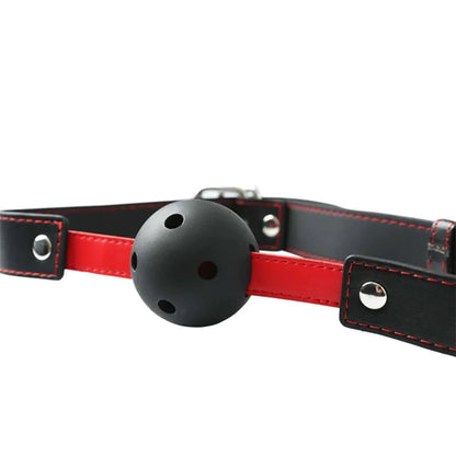 Sex & Mischief Hush Ball Gag - Black/Red Mouth Restraint