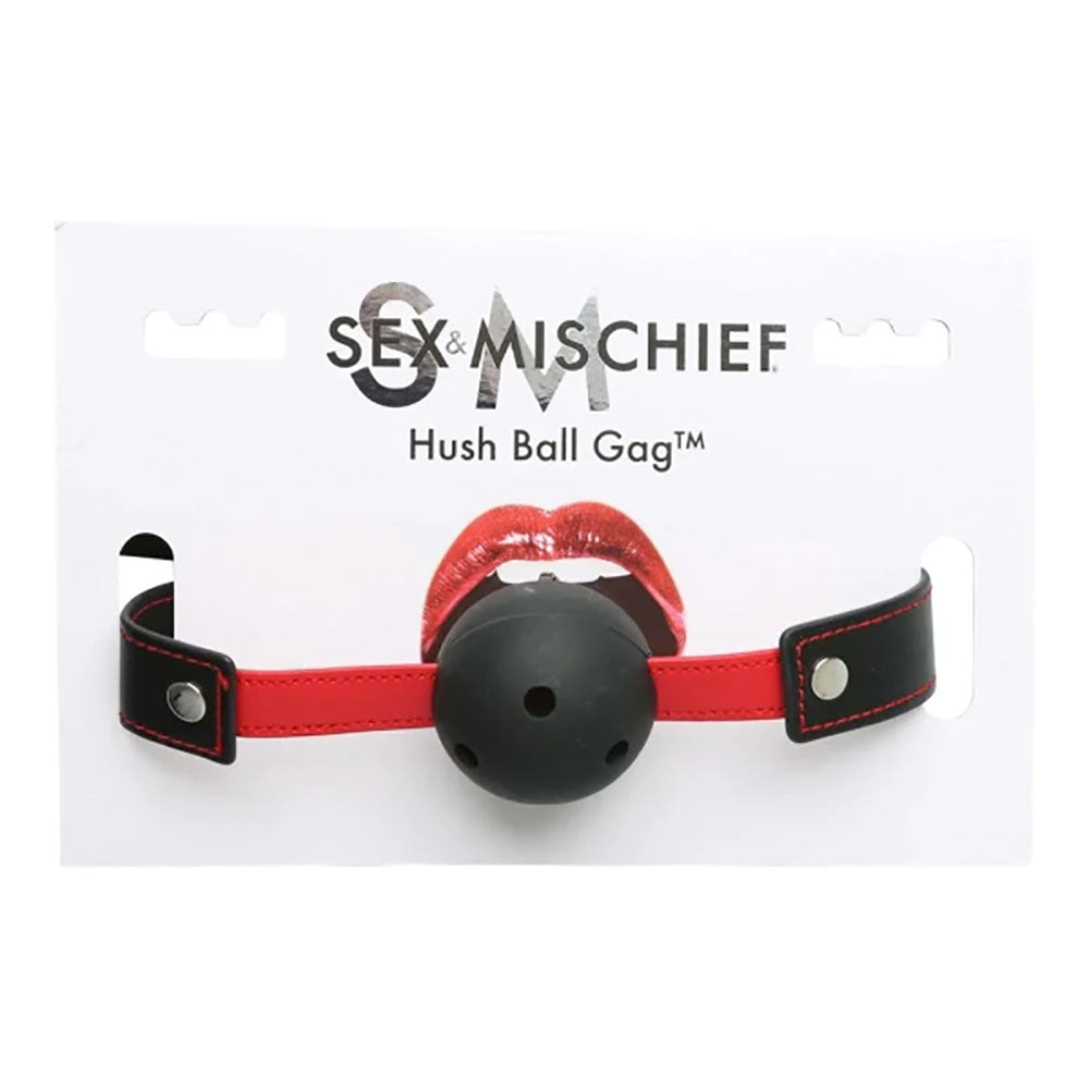 Sex & Mischief Hush Ball Gag - Black/Red Mouth Restraint