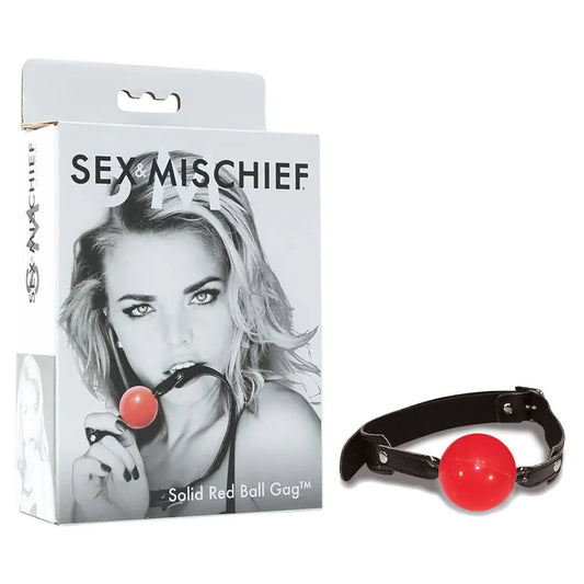 Sex & Mischief Solid Red Ball Gag - Red/Black Mouth Restraint