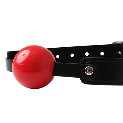 Sex & Mischief Solid Red Ball Gag - Red/Black Mouth Restraint