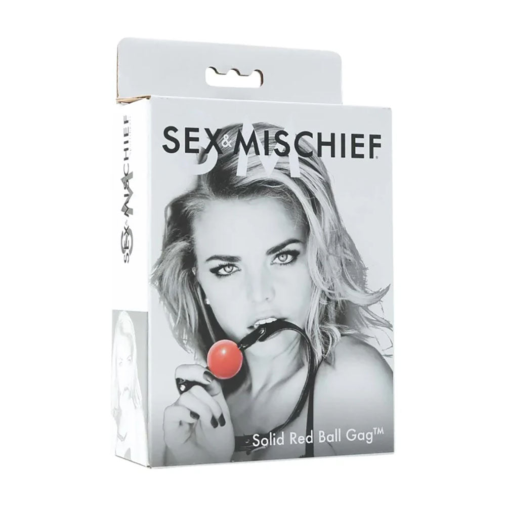 Sex & Mischief Solid Red Ball Gag - Red/Black Mouth Restraint