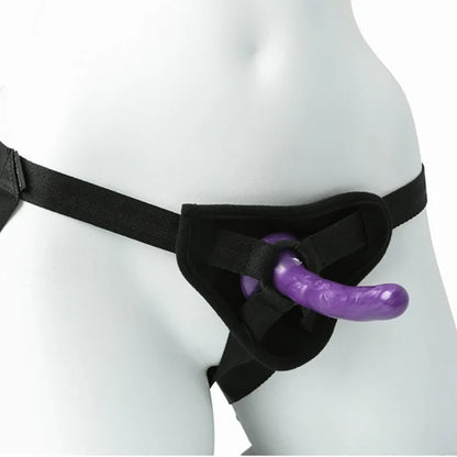 Sex & Mischief Strap-On & Silicone Dildo Kit - Black/Purple Adjustable Strap-On