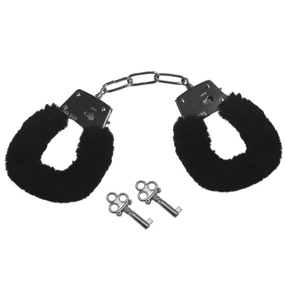 Sex & Mischief Furry Handcuffs - Black - Black Restraints