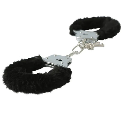 Sex & Mischief Furry Handcuffs - Black - Black Restraints