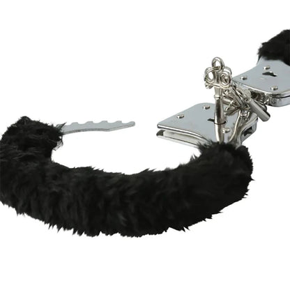 Sex & Mischief Furry Handcuffs - Black - Black Restraints