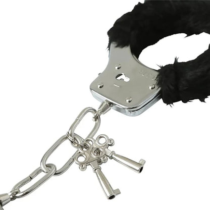 Sex & Mischief Furry Handcuffs - Black - Black Restraints