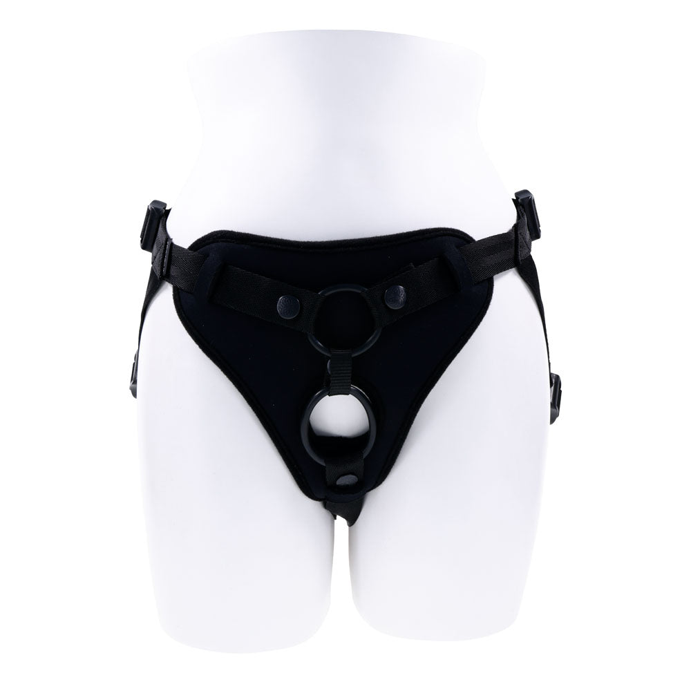 SPORTSHEETS Dual Desires Strap On - Black Adjustable Strap-On Harness (No Probe Included)