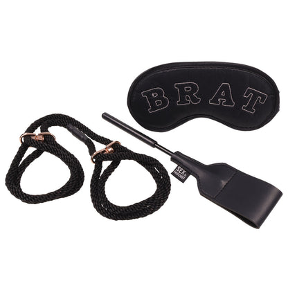 Sex & Mischief Knotty Brat Kit - Black Bondage Kit - 3 Piece Set