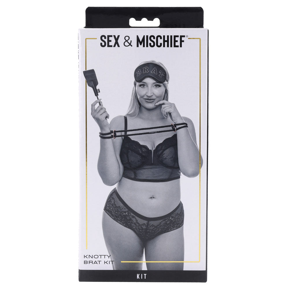 Sex & Mischief Knotty Brat Kit - Black Bondage Kit - 3 Piece Set