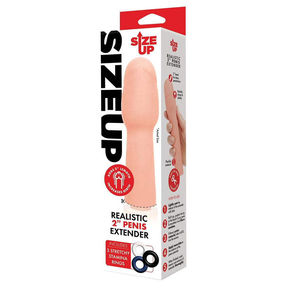 Size Up Realistic 2 Inch Penis Extender - Flesh 5 cm (2) Penis Extension Sleeve