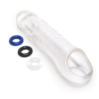 Size Up 3 Inch See-Thru Penis Extender with Ball Loop - Clear 7.6 cm (3) Penis Extension Sleeve