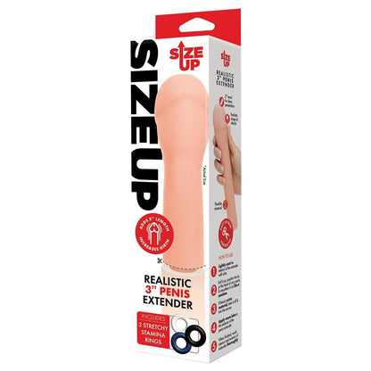 Size Up Realistic 3 Penis Extender - Flesh 7.6 cm (3) Penis Extension Sleeve