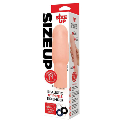 Size Up Realistic 4 Inch Penis Extender - Flesh 10.1 cm (4) Penis Extension Sleeve