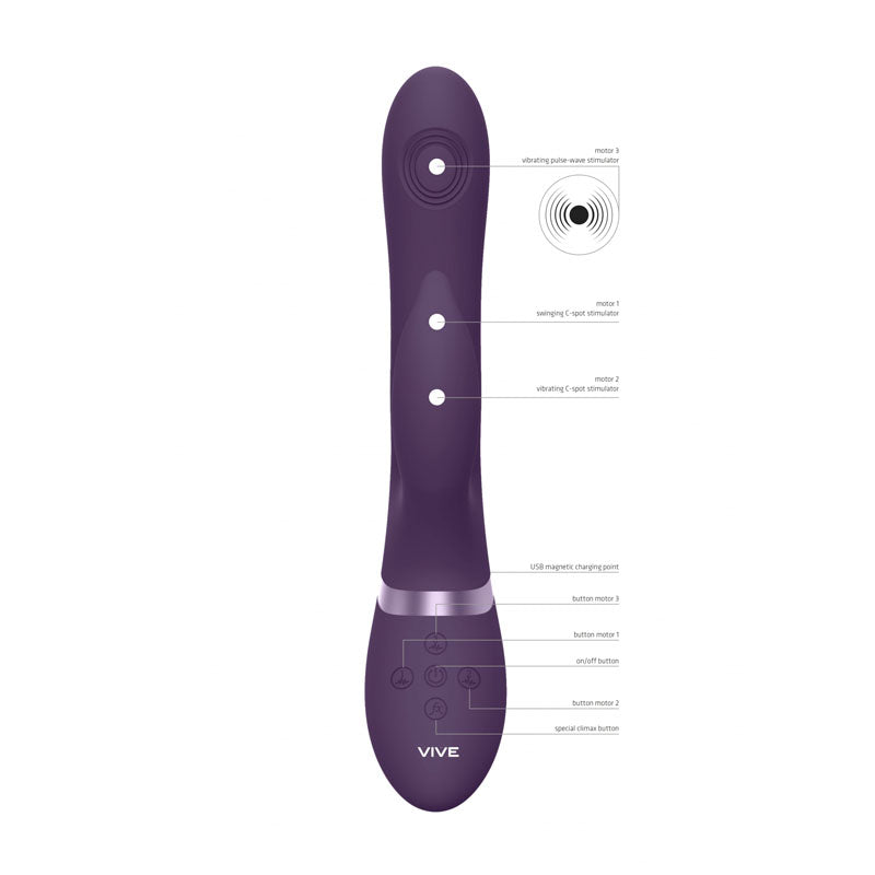 VIVE Aimi - Purple - Purple 22.3 cm USB Rechargeable Rabbit Vibrator