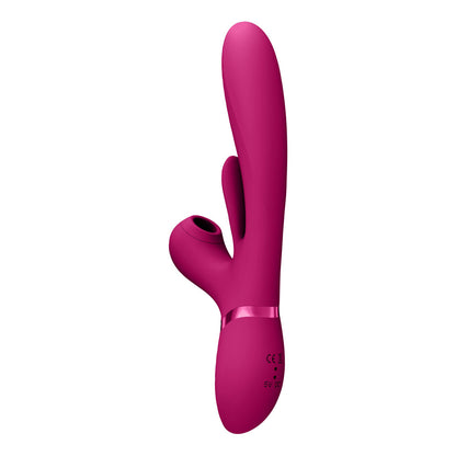 VIVE Ena - Pink - Pink 25 cm USB Rechargeable Thrusting Vibrator with Air Wave Stimulator